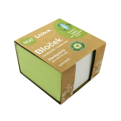Obrázek Bloček KOSTKA bílá 80 x 80 x 53mm, nelepená ECO LUMA